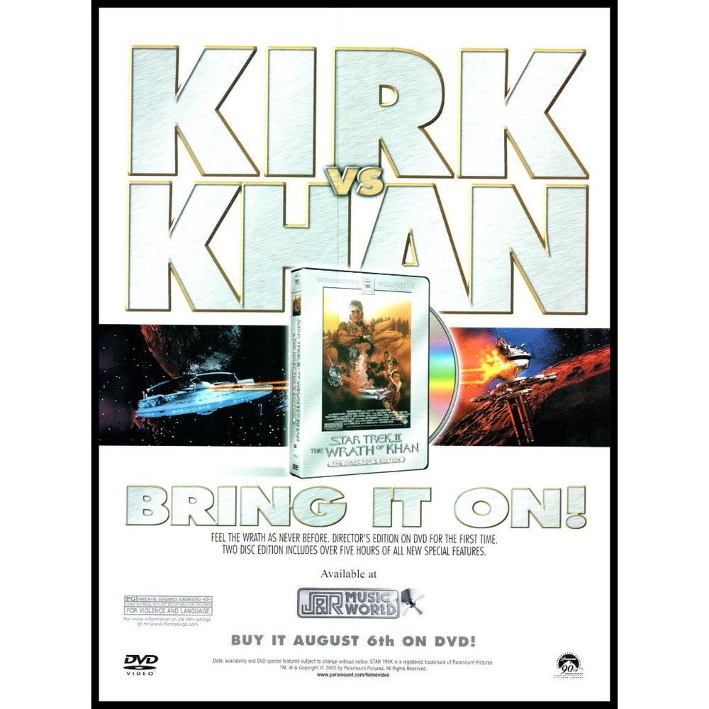 2002 Star Trek Wrath of Khan DVD Movie Promo Vintage Print Ad Captain Kirk Art
